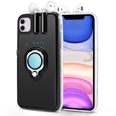 DataRoad For iphone case with airpods holder,2 in 1 Wireless Headset Set Protection for iPhone with AirPods power bank charger